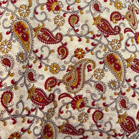 ROYAL PAISLEY Women's Kantha Style Kaftan Dress Red Cream Paisley Print One Size - Picture 6 of 9